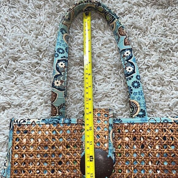 Vera Bradley Bali Blue & Hope Garden Structured Tiki Tote with Caning RARE - Picture 15 of 16